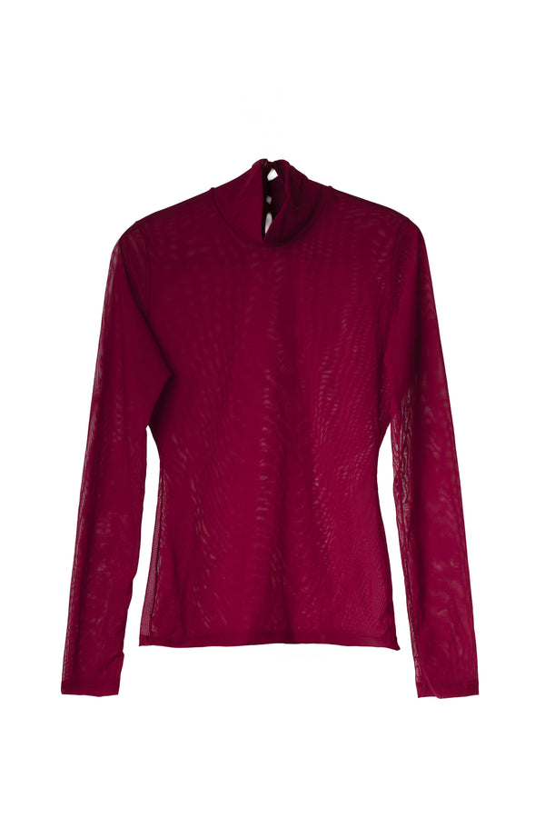 BURGUNDY MESH SWEATER
