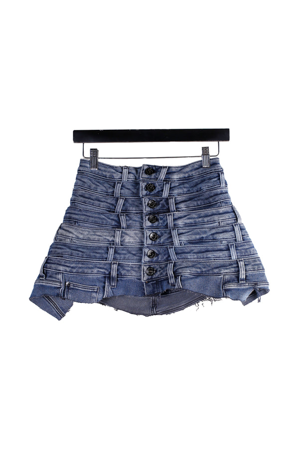 DENIM BELTED SKIRT