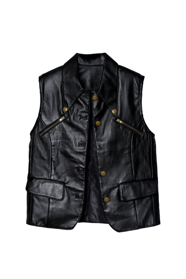 LEATHER MOTO VEST