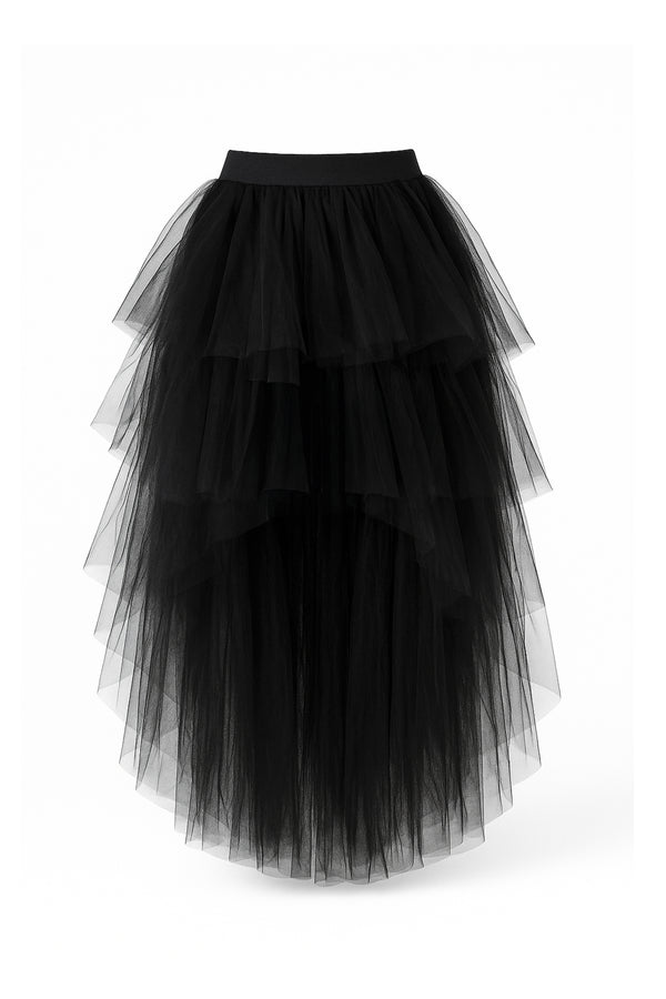 TULLE GLIMMER SKIRT, BLACK