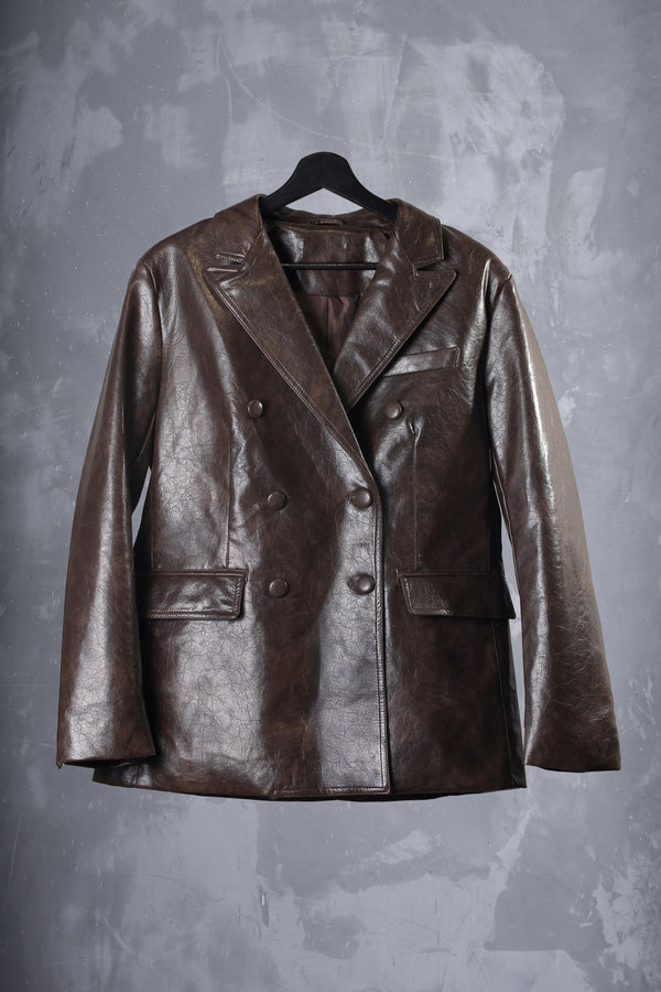 WOOD LEATHER BLAZER